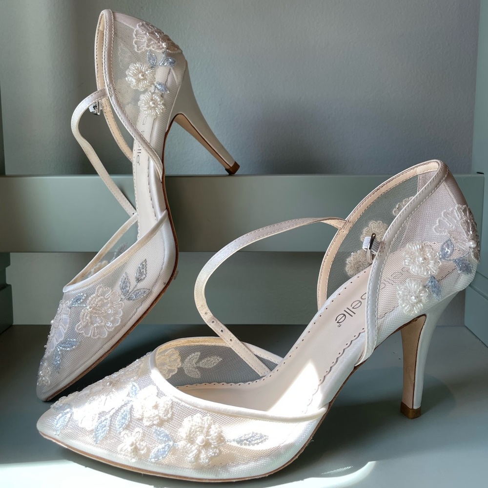 Bella Belle Viola Ivory and Blue Wedding Shoe